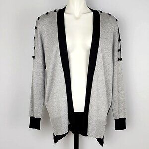 ⭐3/ $30⭐️ Black Tape Women's Open Front Cardigan Black Loop Stitch Sleeve Sz M